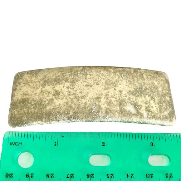 Vintage Gold Metallic Fabric Patina French Barrette 80s 90s Leeza Long Hair 3" - Picture 8 of 10